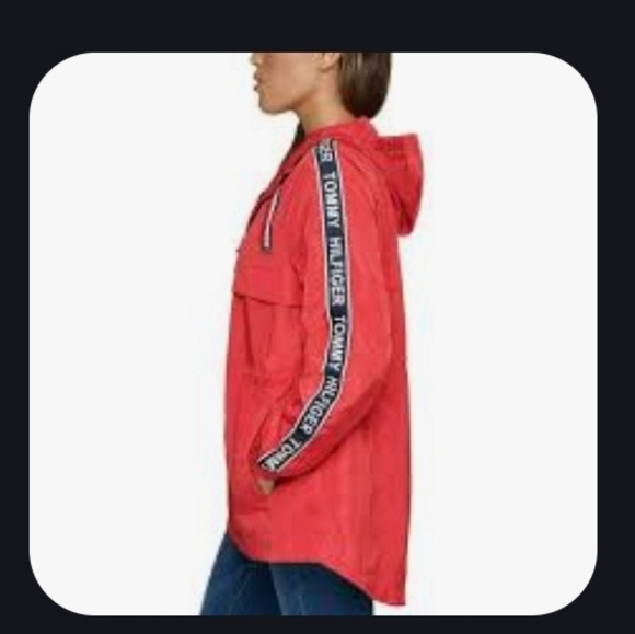 NWOT TOMMY HILFIGER ESSENTIAL HOODED WINDBREAKER- RAIN JACKET SIZE LARGE - Picture 4 of 15